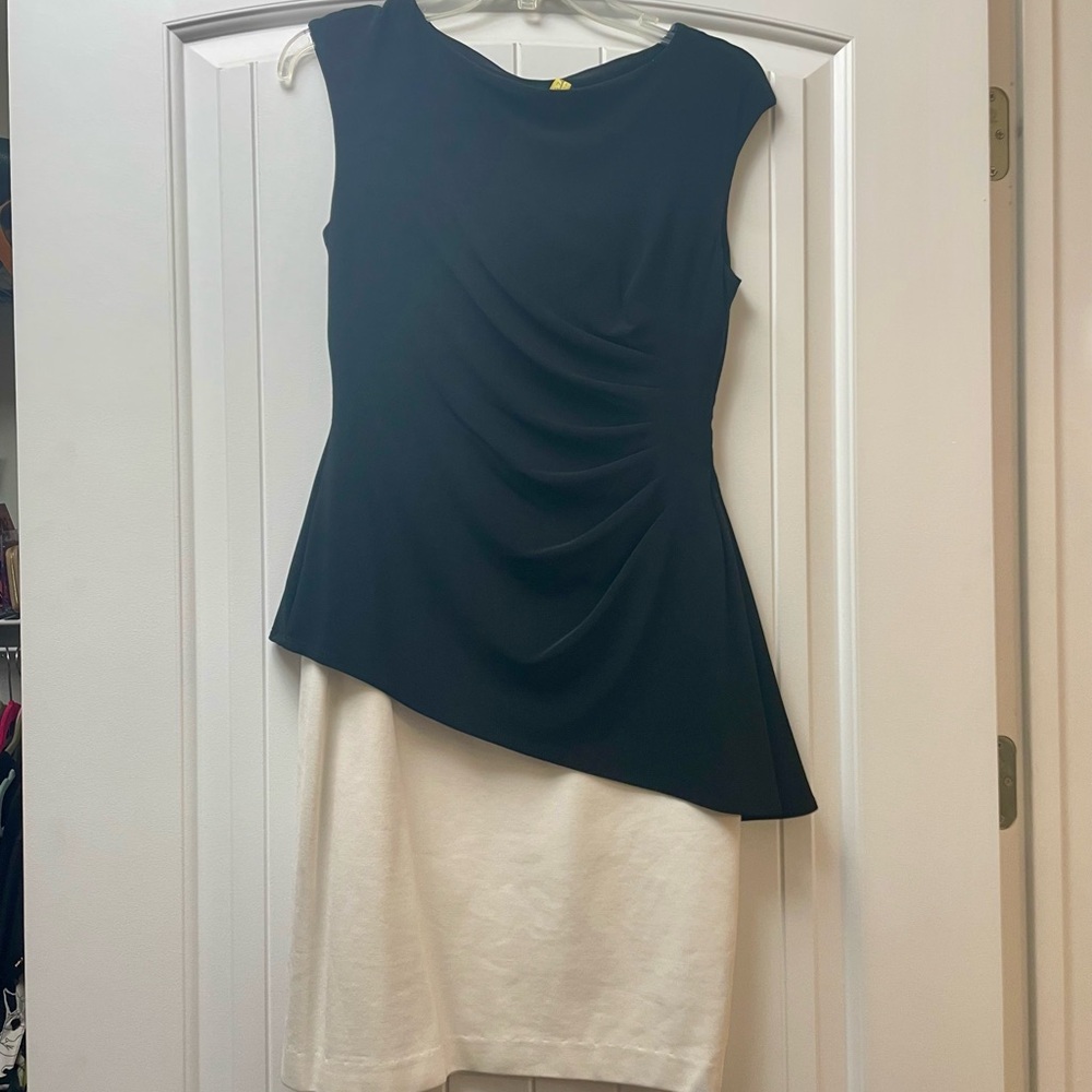 Lauren Ralph Lauren Black and Cream Asymmetrical Dress